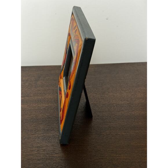 Pier 1 Imports Wooden Picture Frame Square Folk Art Boho Colorful Distressed - Picture 9 of 12